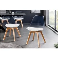 riess-ambiente Esszimmerstuhl SCANDINAVIA MEISTERSTÜCK transparent / weiß / natur (Einzelartikel, 1 St), Kunststoff · Kunstleder · Massivholz · Design