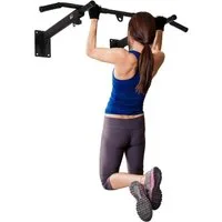HOMCOM Klimmzugstange pull up bar Wandmontage (Reckstange mit Ösen für Boxsack, 1-tlg., Stahl, Schwarz), 93,5 x 65 x 17 cm