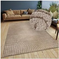 ELLE DECORATION Designteppich Cosy Panglao, auch als Rundteppich erhältlich, rechteckig, Höhe: 14 mm, uni Kurzflor, Hoch Tief Struktur, modern, Skandi, Boho, Wohnzimmer