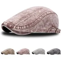 Zaewry Flat Cap Schiebermütze Herren und Männer,Schirmmütze mit Schirm Schiebermütze Barett Cap,Gewaschener Vintage Denim Baskenmütze