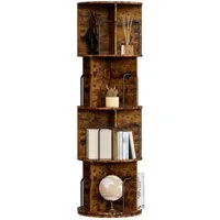 Oak&Tea Bücherregal Bücherregal drehbar mit 4 Ebenen, Standregal für Bücher & Deko, 4 Etagen, Höhe 128cm, drehbar, Durchmesser 40 cm, platzsparend