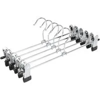 JEOBEST Kleiderbügel Home 20 Stück Edelstahl Kleiderbügel, Hosenbügel aus Metall mit Clips, (20-tlg),mit verstellbaren Klammern, Rockbügel Hosenbügel Platzsparend