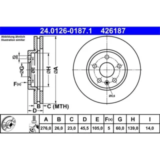 ATE Bremsscheibe vorne Opel Astra K 24.0126-0187.1