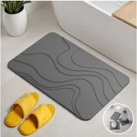 Björn&Schiller Badematte Stein Kieselgur Matte Badezimmer 60x39 cm Duschvorleger, Höhe 9 mm, rutschfeste Oberfläche, einfache Reinigung, schnelle Wasseraufnahme, umweltfreundlich, Kieselgur, Rechteckig, Schnelltrockend