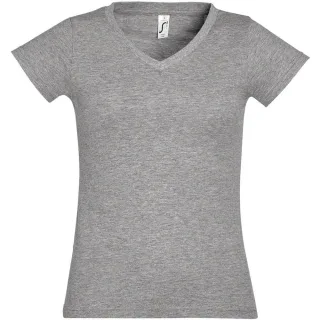 SOLs Damen/Damen Moon V-Ausschnitt T-Shirt mit kurzen Ärmeln (grau meliert)