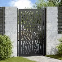 vidaXL Gartentor, Gartentor Schwarz 105x155 cm Stahl Spurendesign