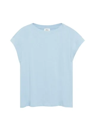 s.Oliver Red Label - T-Shirt mit U-Boot-Ausschnitt blau - Gr. - 34