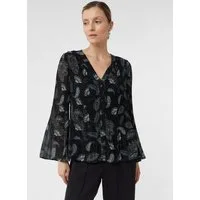 comma Langarmbluse Bluse Plissierte Chiffonbluse