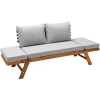 Dehner Gartenliege Sofa Macao, inkl. Polster, 196 x 75 x 70 cm, FSC®-zertifiziertes Holz, individueller Komfort dank höhenverstellbarer Seitenteile