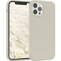 EAZY CASE Handyhülle Premium Silikon Case für iPhone 12 / iPhone 12 Pro 6,1 Zoll, Hülle Silikon mit Displayschutz Handy Softcase Slimcover Taupe / Beige