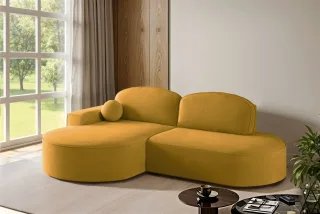 Ecksofa Schlafsofa Sofa GIRONA Stoff Salvador Honiggelb Ottomane Links