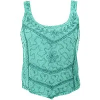 Guru-Shop T-Shirt Besticktes Top Boho chic, Hippie Top - aqua Festival, Ethno Style, alternative Bekleidung