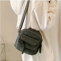 XCOAST Umhängetasche Cord Tasche Grün – Schultertasche Unisex mit Reißverschluss (Cord Tasche Grün Unisex mit Reißverschluss), Tasche Grün Alltag, Tasche für Uni Grün, leichte Schultertasche Grün