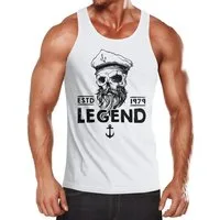 Neverless Tanktop Herren Tank-Top Skull Captain Legend Totenkopf Bart Kapitän mit Print