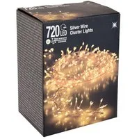 Spetebo Lichterkette Silver Wire CLUSTER Lights - 720 LED, 720-flammig