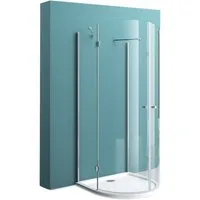 Mai & Mai Runddusche U-Form Duschkabine 6 mm ESG-Sicherheitsglas mit Nano-Beschichtung R03, BxT: 90x90 cm, Zwei Pendeltüren mit Lotus-Beschichtung und Abperl-Effekt