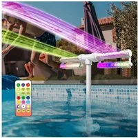 Rutaqian Poolwasserfall Pool Wasserfall mit LED Poollicht RGB, Poolfontäne Fernbedienung, Pool Springbrunnen mit Doppeldüse, Timer, IP65 für Pool Zubehör