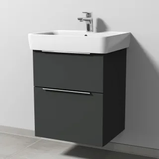 Sanipa 3way Waschtischunterbau zu Geberit Renova Plan Waschtisch mit 2 Auszügen, Graphit-Matt UP8741B