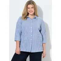 Ulla Popken Hemdbluse Bubble-Bluse Streifen Hemdkragen 3/4-Arm