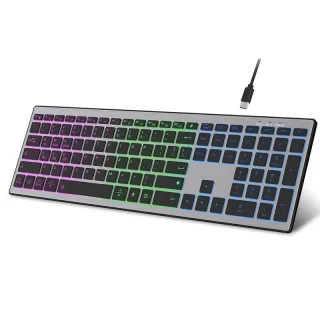 Full Size 110 Keys Tri-mode Wireless Keyboard with RGB Backlights Slient Click Rechargeable Silent Film Keyboards for PC