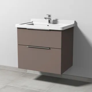 Sanipa 3way Waschtischunterbau zu Duravit Starck 3 Waschtisch mit 2 Auszügen, Taupe-Matt UP7101T