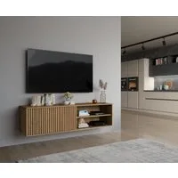 MOEBLO TV-Board Entia (Hängend Sideboard Wohnzimmer Kommode Schlafzimmer Komodenschrank Highboard, Eiche Artisan mit Lamellen), (HxTxB): 40x40x150 cm