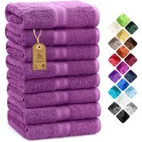NatureMark Handtücher 8er-Set Frottier Handtücher 50x100cm, 100% Baumwolle (8-St), 8X Frottier Handtücher mit Aufhänger, 50 x 100cm, Lila