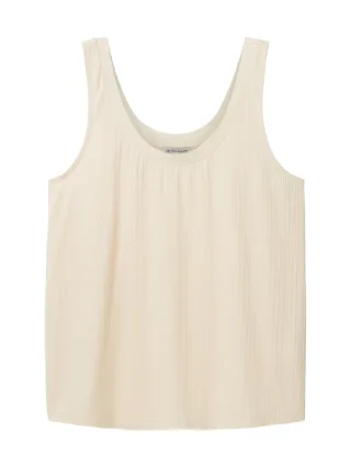 Tom Tailor - Top mit Rippstruktur ivory ecru - Gr. - M