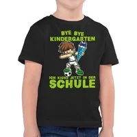 Shirtracer T-Shirt Bye Bye Kindergarten ich kicke jetzt in der Schule Dabbing Junge Fußba (1-tlg) Einschulung Junge Schulanfang Geschenke