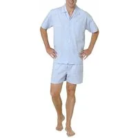 Normann Pyjama Herren Schlafanzug Shorty Pyjama kurzarm gewebt zum Knöpfen