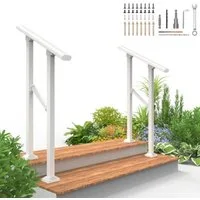 GarveeMore Treppengeländer Stabile Treppenhandläufe aus Aluminium & Eisen mit 2 Stufen, 90 cm Höhe, mit 2 Pfosten, 2-tlg., mit verstellbarer Höhe & Winkel, inkl. Befestigungsmaterial