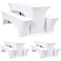 BlingBin Hussen-Set Biertischhussen Set 220x50cm Stretch Tischhusse mit 2 Bierbankhussen, Spandex-Bierzeltgarnitur für Bankett, Gartenmöbel-Bezüge
