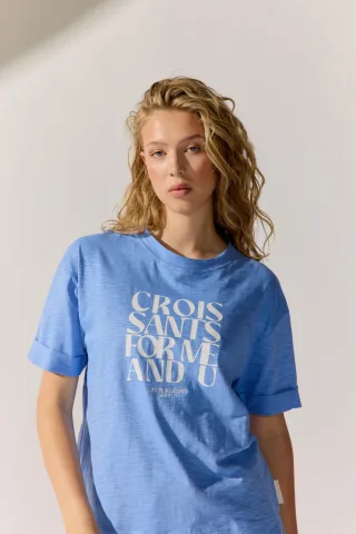 THE FASHION PEOPLE - T-Shirt`Croissant` bleubell print - Gr. - XXL