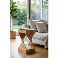 FaHome Beistelltisch Holzhocker Gedreht Geschwungen Natur Blumenhocker Massiv Beistelltisch