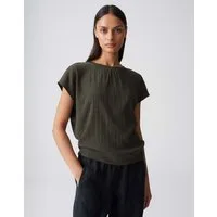 OPUS Kurzarmshirt Salti aus weichem Jersey mit Crinkle Effekt Zarte Falten geben dem Look eine lockere Leichtigkeit