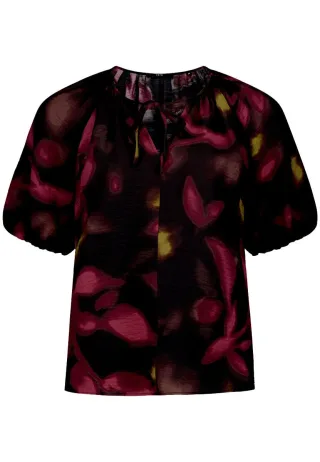 zero - Bluse mit Ballonärmeln rot/schwarz - Gr. - 36