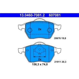 ATE Bremsbel?ge vorne Audi Seat Skoda VW 13.0460-7081.2