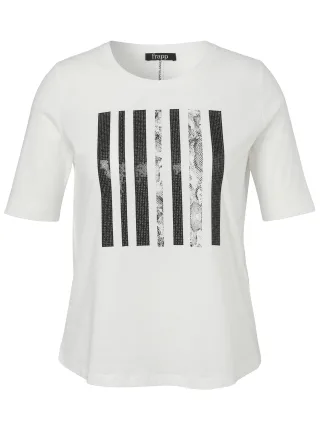 Frapp - T-Shirt Rundhals 1/2 Arm Motiv offwhite/black - Gr. - 46