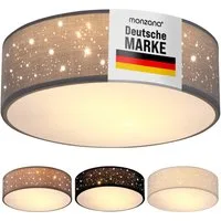 monzana Deckenleuchte, 38 cm, Sternenhimmel Rund Stoffschirm 38 cm 2-Flammig E27 Modern