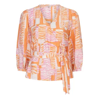 Esqualo - Bluse in Wickeloptik pink/orange - Gr. - 36