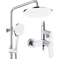 Rainsworth Duschsystem mit Armatur, mit Ablage, 25 X 25 cm Rund Regendusche, 3 Strahlart(en), Regendusche mit Armatur aus Messing, 25cm Regendusche