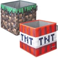 Minecraft Aufbewahrungsbox mit Minecraft Motiven bedruckt - Stoff Box faltbar (2er Set), Praktisches Boxen Set - Mit verschiedenen Minecraft Motiven