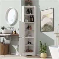 Flieks Badkommode Eckschrank mit verstellbare Einlegeböden und 6 Fächern Hochschrank (Schrank für Badezimmer, Wohnzimmer, Schlafzimmer, 1 St., Höhe 155,4 cm, Volllackierung), dreieckiger Mehrzweckschrank Holzschrank Badezimmerschrank weiß