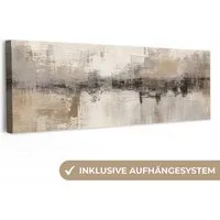OneMillionCanvasses® Leinwandbild Panorama Moderne Kunst - Abstrakt - Beige, Fotodruck (1 St), Wandbild, Deko Schlafzimmer Wohnzimmer Flur 60x20 cm