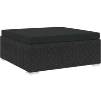 vidaXL Sofaelement Modular-Fußhocker 1 Stk. mit Kissen Poly-Rattan Schwarz (1 St)