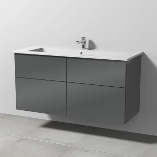Sanipa 3way Keramik-Set Venticello Keramik-Waschtisch und Unterbau mit 4 Auszügen, Anthrazit-Glanz SF32779
