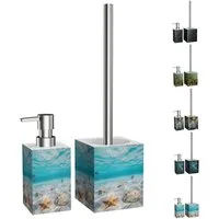 Sanilo Badaccessoire-Set mit Motiv, viele schöne Seifenspender und WC Bürsten zur Auswahl, Klobürste mit auswechselbaren Bürstenkopf, 2 tlg., 2-tlg., Desinfektionsspender mit stabiler Pumpe, hochwertig & modern