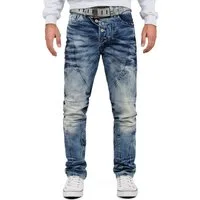 Cipo & Baxx Regular-fit-Jeans Herren Regular Fit Hose Stonewashed BA-CD346 (1-tlg) Ausgefallene Details wie verschiedene Nähte auf den Gesäßtaschen