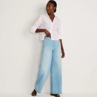 Soft Denim Matrosenjeans mit extraweitem Bein High Waist für Damen, Damen, size: regular, Blau, Elasthan/Polyester-Mischung, by Lands' End