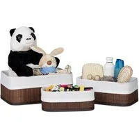 relaxdays Aufbewahrungskorb Bad 3 teiliges Set, braun